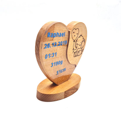 Herzaufsteller mit Giraffe - Holz & Epoxidharz