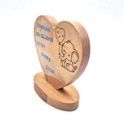 Herzaufsteller mit Giraffe - Holz & Epoxidharz
